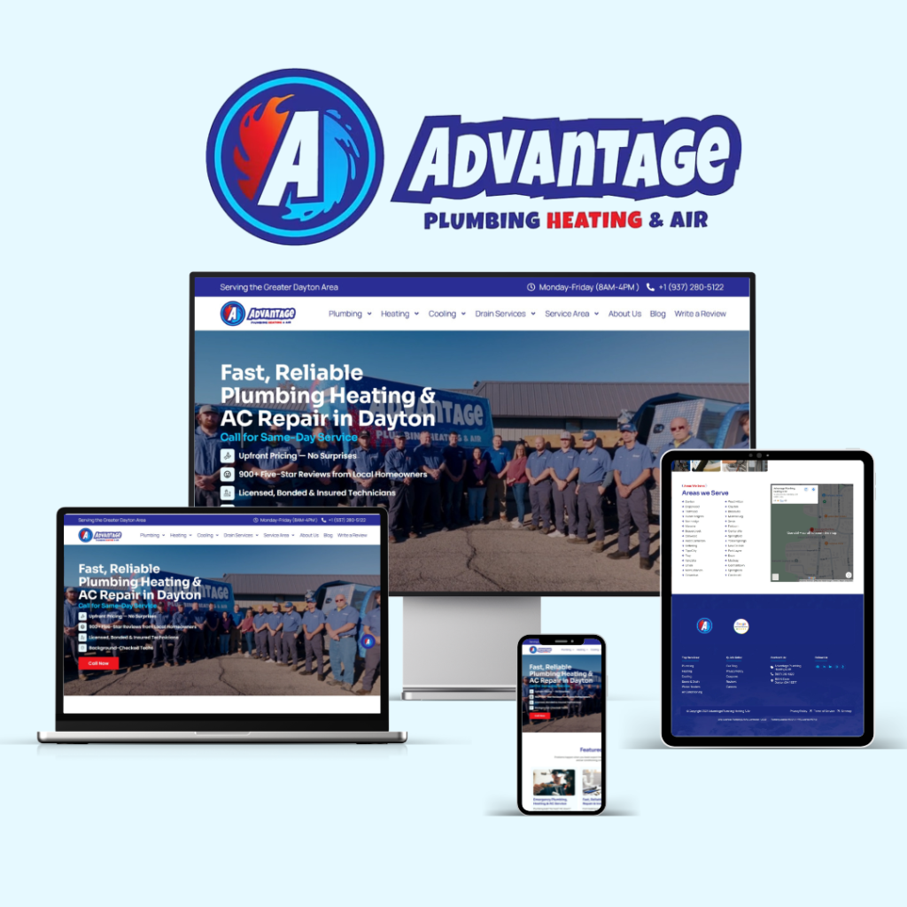 Advantage Plumbing, Heating & Air website built by Weborite Solutions
