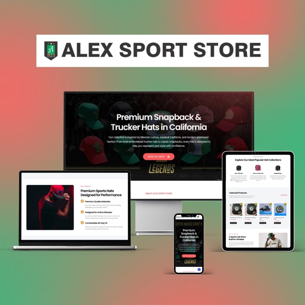 Alex Sport Store website built by Weborite Solutions