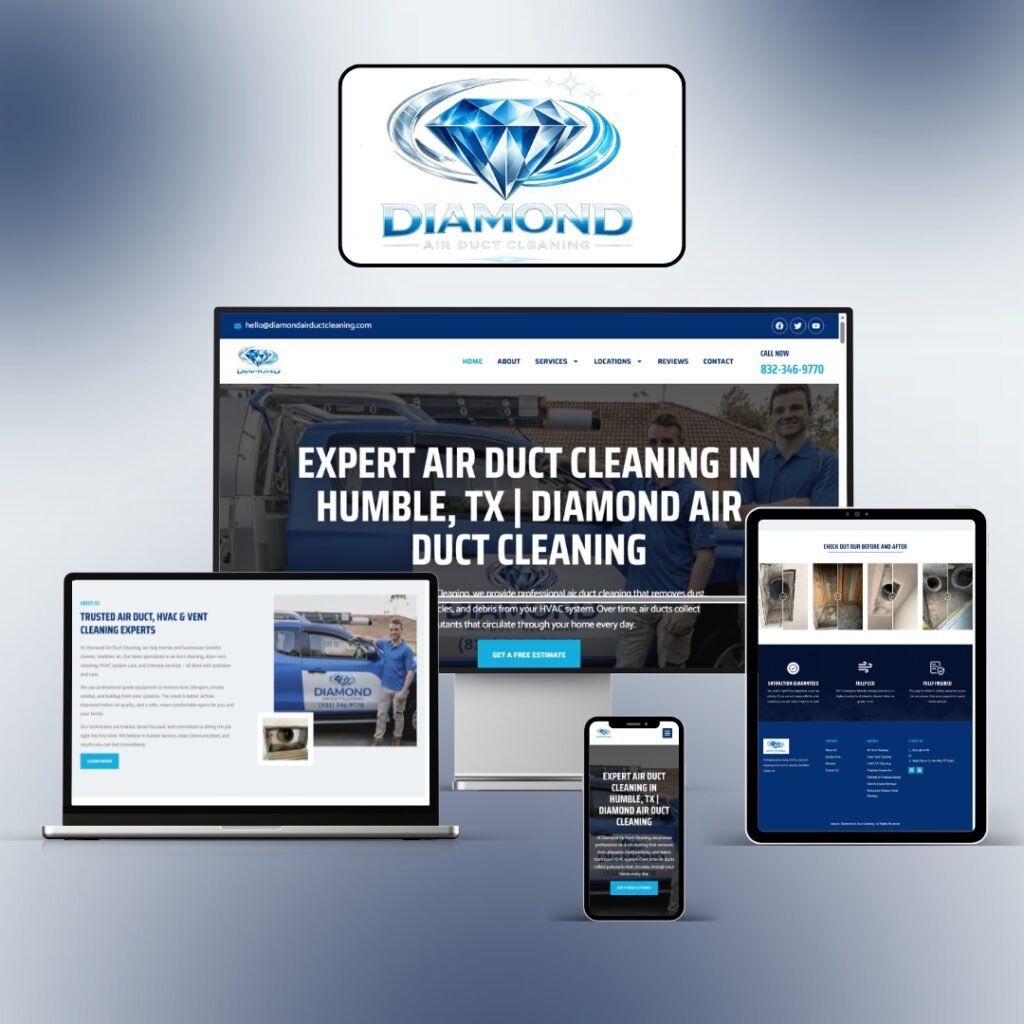 Diamond Air Duct Cleaning website built by Weborite Solutions