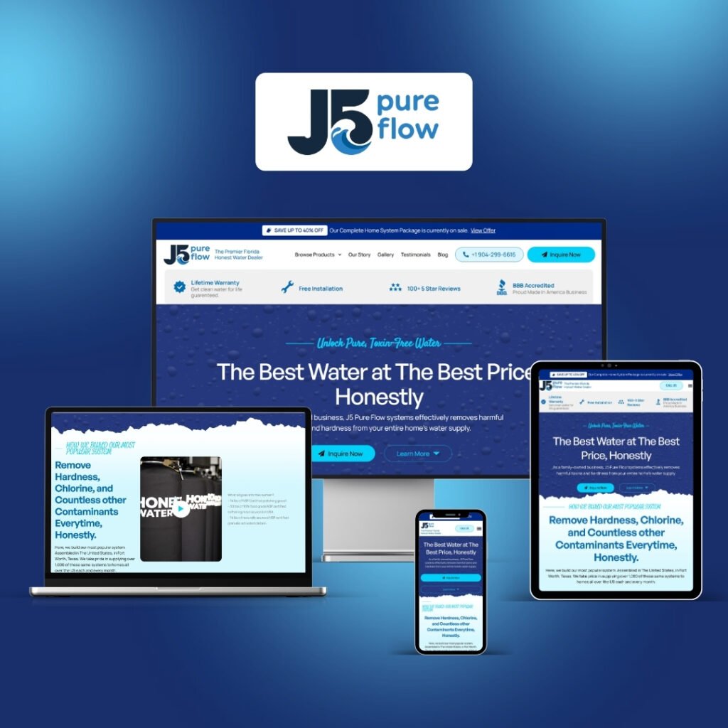 J5 Pureflow website built by Weborite Solutions