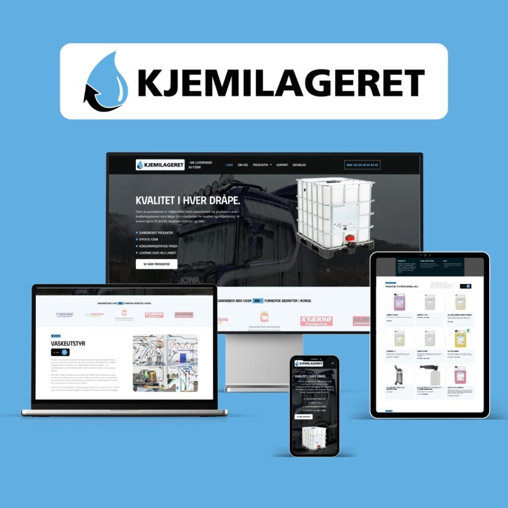 Kjemilageret website built by Weborite Solutions