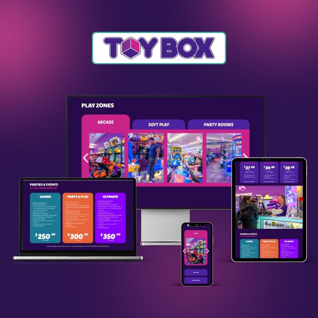 Toybox Play Zone website built by Weborite Solutions